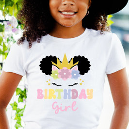 Camiseta Afro Puff Unicornio Chica de cumpleaños equipo de