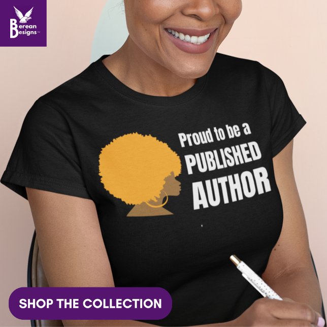 Camiseta Afro Queen ORGULLOSO AUTOR NEGRO Pregúntame sobre  (Buy this afro queen Proud to be a Published Author t-shirt to celebrate National Black Authors Day.)
