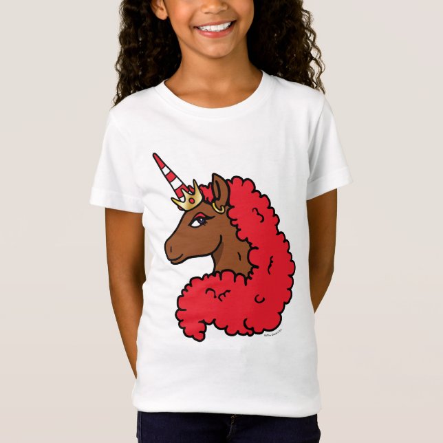 Camiseta Afro rojo unicornio (Anverso)