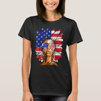 Camiseta Afro Sunflower African American 4th Of July Melani