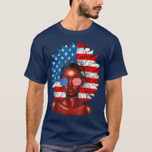 Camiseta Afro Sunflower Africano Americano 4 de Julio Melan