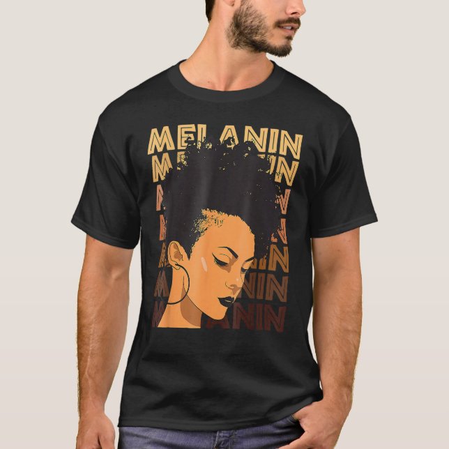 Camiseta Afro, un Chica fuerte negro, ama a Melanin, afroam (Anverso)