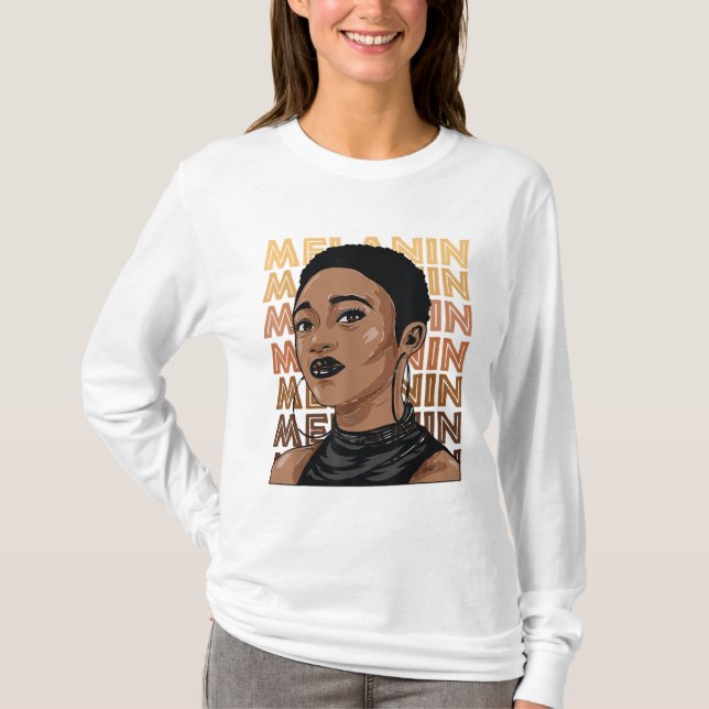 Camiseta Afro, un Chica fuerte negro, ama a Melanin, afroam (Anverso)