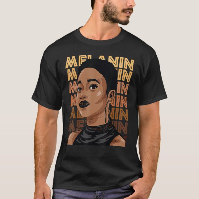 Camiseta Afro, un Chica fuerte negro, ama a Melanin, afroam (Anverso)