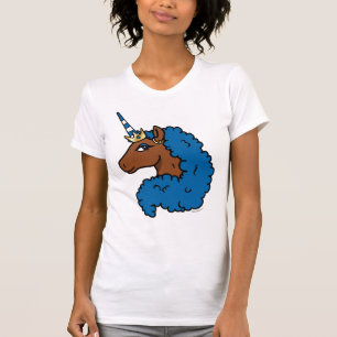 Camiseta Afro unicornio azul
