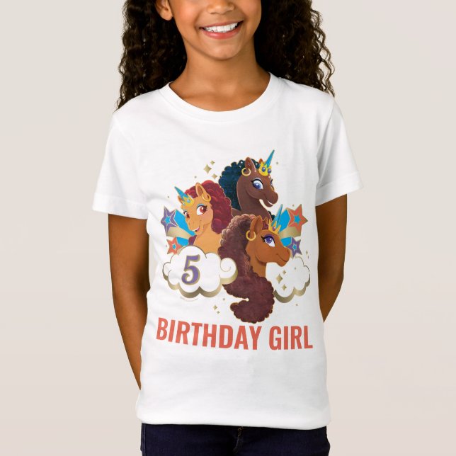 Camiseta Afro Unicornio | Chica de cumpleaños mágico (Anverso)