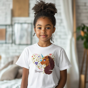 Camiseta Afro Unicornio   Diseño de corazón único