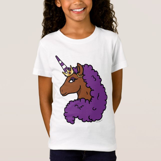 Camiseta Afro Unicornio púrpura (Anverso)
