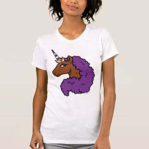 Camiseta Afro Unicornio púrpura