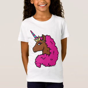 Camiseta Afro Unicornio rosa caliente