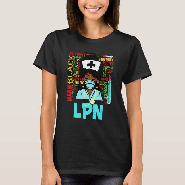 Camiseta Afroamericanas enfermeras de Lpn Negra (Anverso)