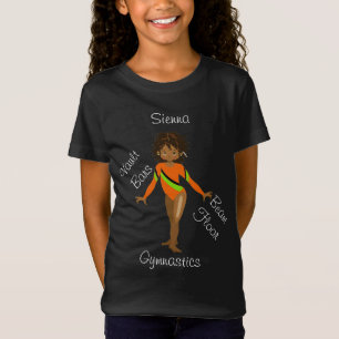 Camiseta Afroamericano gimnástico, ojos marrones, Naranja L