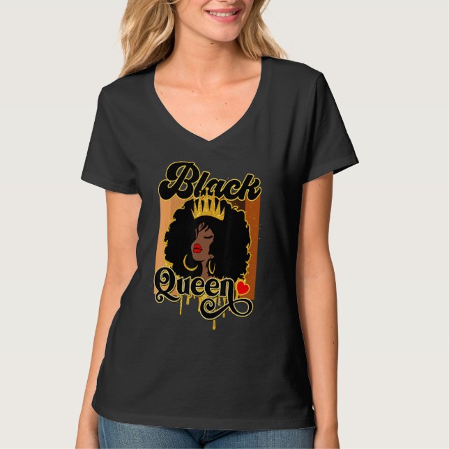 Camiseta AfroBlack Melanin Reina Mujer Chica África America (Anverso)