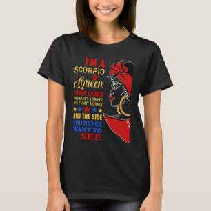 Camiseta Afrodiva Reina Negra Corona Zodiac Scorpio Birthda