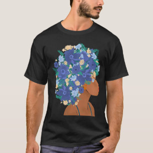 Camiseta Afromujer floral Chica negro magia africana latina