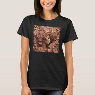 Camiseta Afromujer floral Reina negra Puff Melanin Rosa Ne