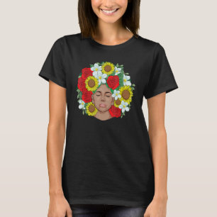 Camiseta Afroo Natural Black Hair Kind Orgullo Melanin Flor