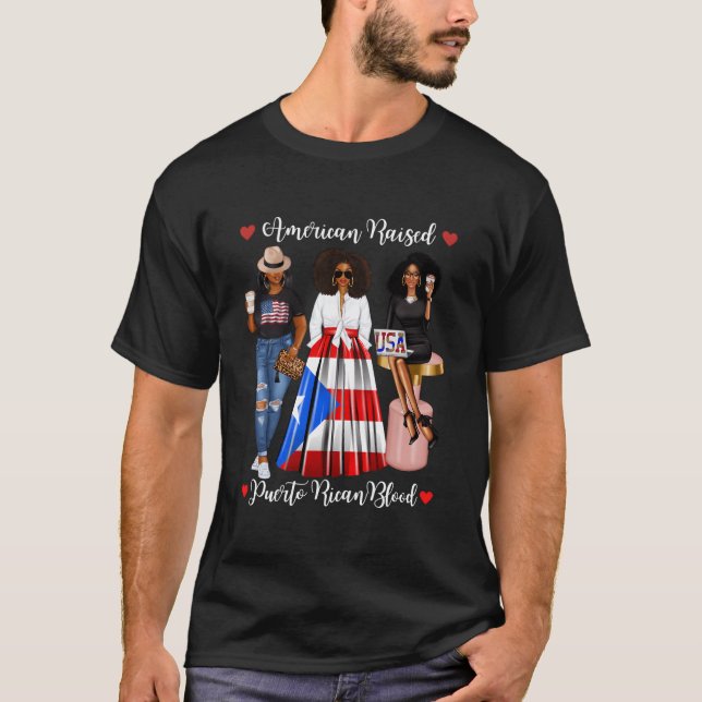 Camiseta Afropuertorriqueño Afroamericano Nacido En Puerto  (Anverso)