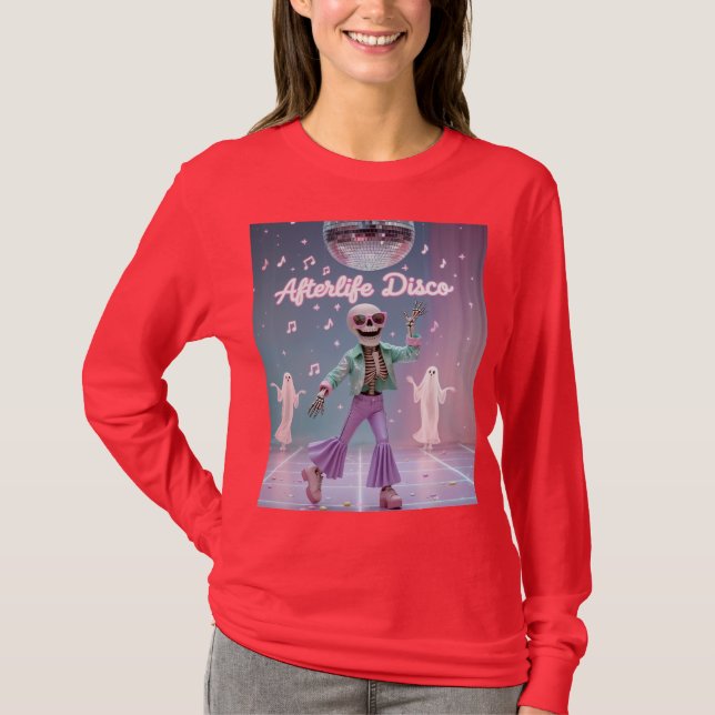 Camiseta Afterlife Disco – Baile de Esqueleto Groovy en Pas (Anverso)