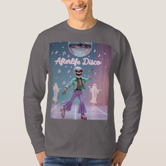 Camiseta Afterlife Disco – Groovy Skeleton Dance in Pastel  (Anverso)