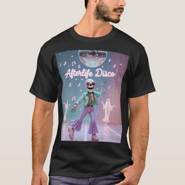 Camiseta Afterlife Disco – Groovy Skeleton Dance in Pastel  (Anverso)