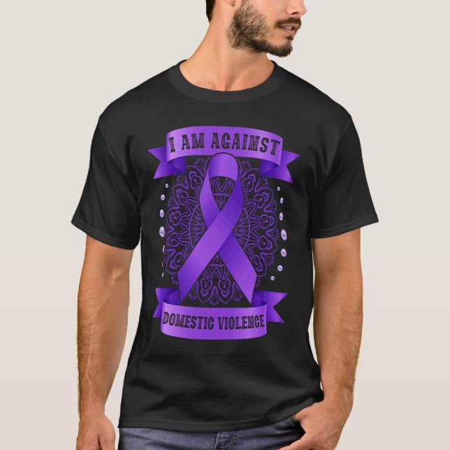 Camiseta Against Domestic Violence Mandala purple ribbon (Anverso)
