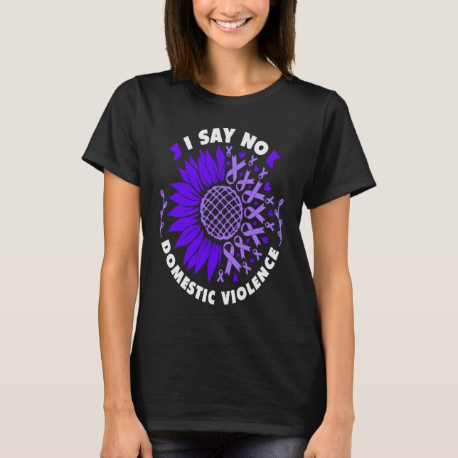 Camiseta Against Domestic Violence Sunflower purple ribbon (Anverso)