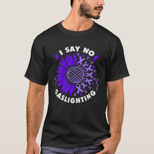 Camiseta Against gaslighting Sunflower purple ribbon (Anverso)