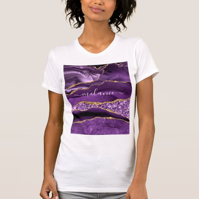 Camiseta Agate Purple Gold Purpurina Nombre personalizado T (Anverso)