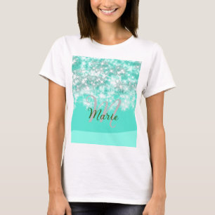 Camiseta Agate verde azulado turquesa aqua monograma añadir
