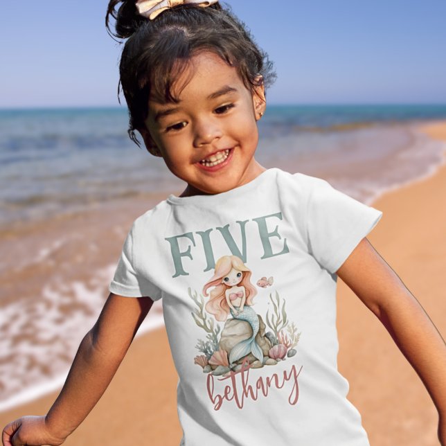 Camiseta Age Five 5th Birthday Mermaid Name (Subido por el creador)
