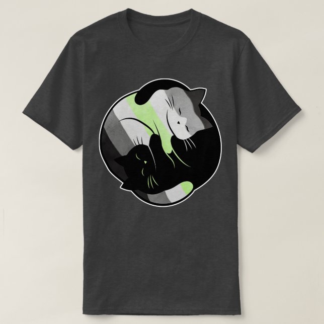 Camiseta Agender Yin Yang Cat (Diseño del anverso)