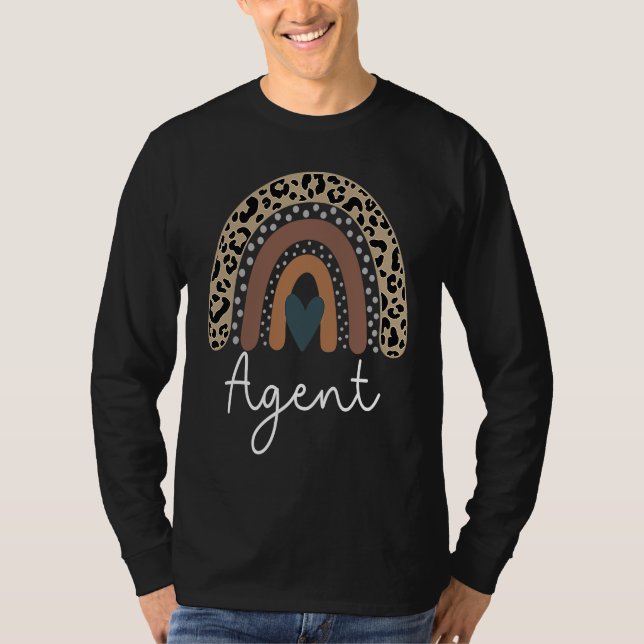 Camiseta Agente Cute Leopard Boho Rainbow para el equipo Ag (Anverso)