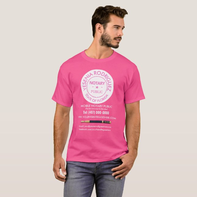 Camiseta Agente de firma de préstamo público de notario móv (Anverso completo)