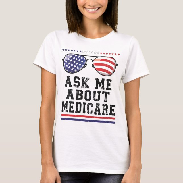 Camiseta Agente de Seguros, Pregúntame sobre Medicare (Anverso)