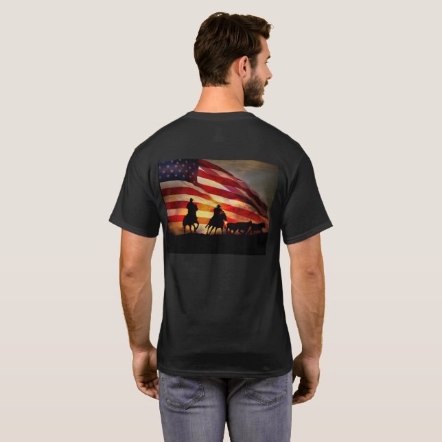 Camiseta Agentes de policía con bandera estadounidense bail (Reverso completo)