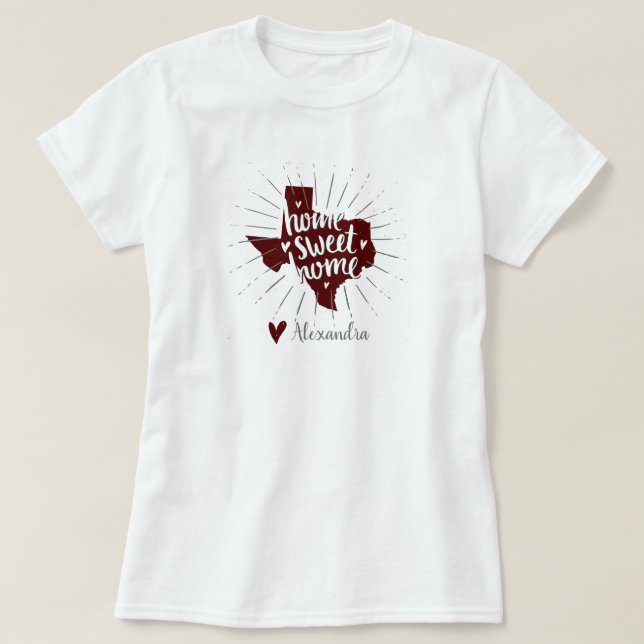 Camiseta Aggie Maroon Home Sweet Home - Texas (Diseño del anverso)