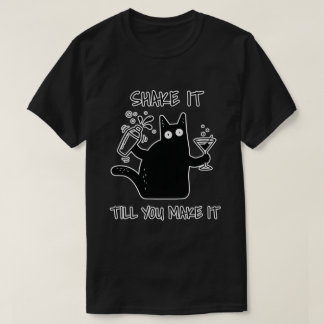 Camiseta Agítalo Hasta Que Lo Hagas Gato Negro - Bartender 