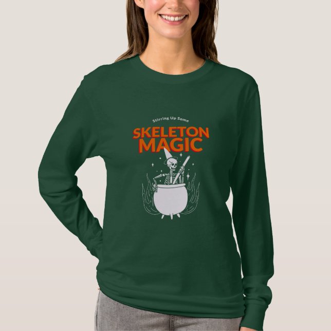 Camiseta Agitando Algo De Magia De Esqueleto (Anverso)