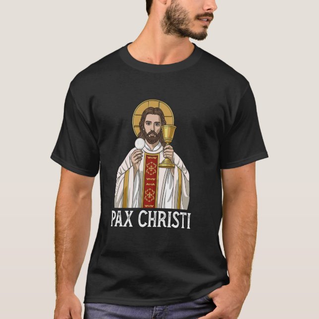 Camiseta Agnus Dei Sanctus Tradicional Masa Latina Católica (Anverso)