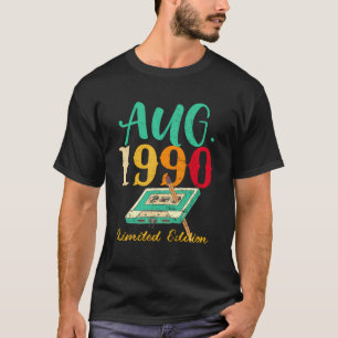Camiseta Ago 1990 Vintage Cassette Pencil Fun 33 cumpleaños