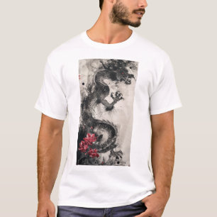 Camiseta Agon y flores Pincel de arte japonés tradicional