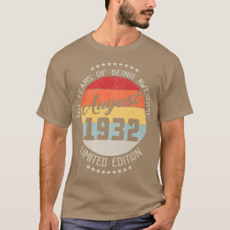 Camiseta Agosto 1932 90º Cumpleaños Tee 90 Años De Ser Aw
