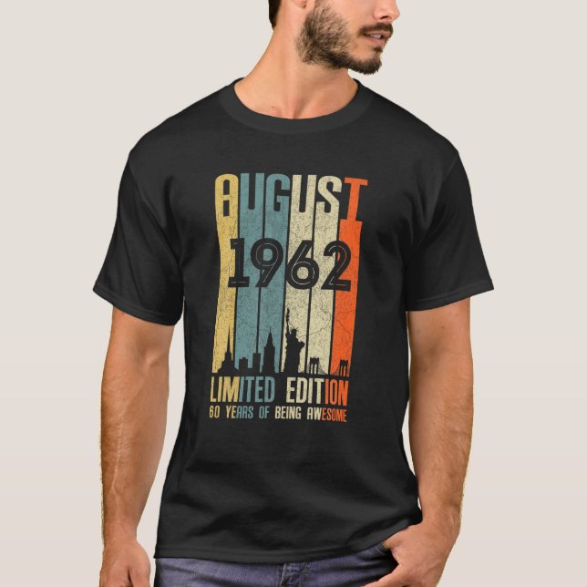 Camiseta Agosto 1962 60 Cumpleaños 60 Años 1962 (Anverso)