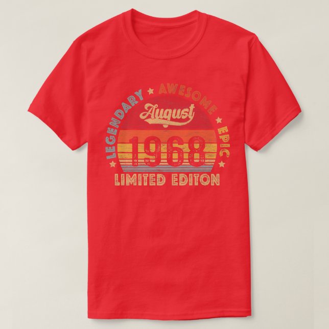 Camiseta Agosto 1968 54º cumpleaños Legendario asombroso Ep (Diseño del anverso)
