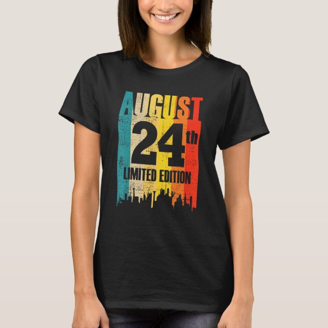 Camiseta Agosto 24 Edición Limitada Mes 8 24 Día Retro V (Anverso)