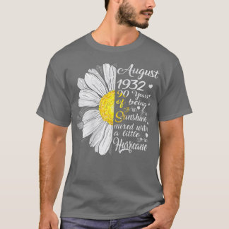 Camiseta Agosto Chicas 1932 Regalo de cumpleaños 90 años