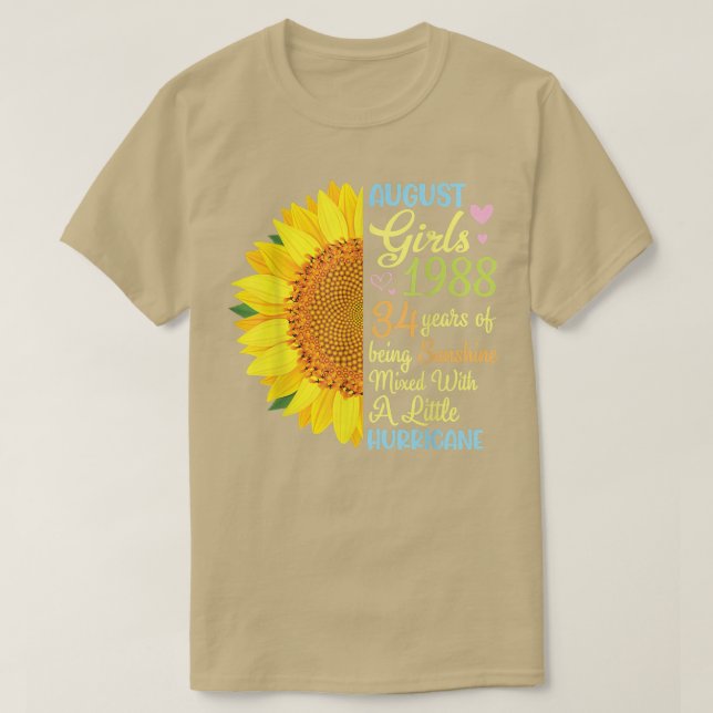 Camiseta Agosto Chicas 1988 34 Años De Ser Sunshine Mied  (Diseño del anverso)