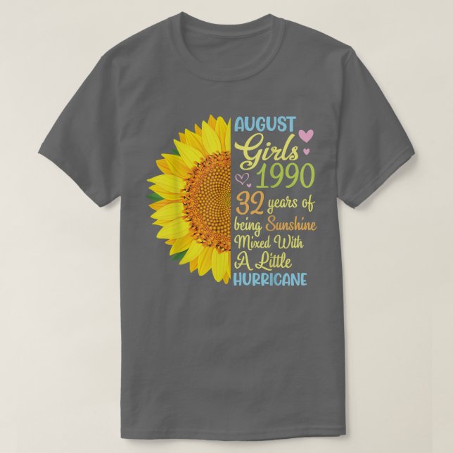Camiseta Agosto Chicas 1990 32 Años De Ser Sunshine Mied (Diseño del anverso)