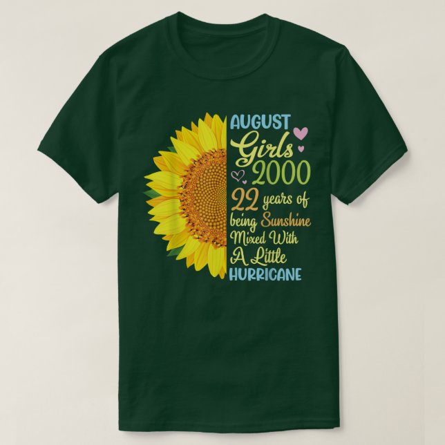 Camiseta Agosto Chicas 2000 22 Años De Ser Sunshine Mied  (Diseño del anverso)